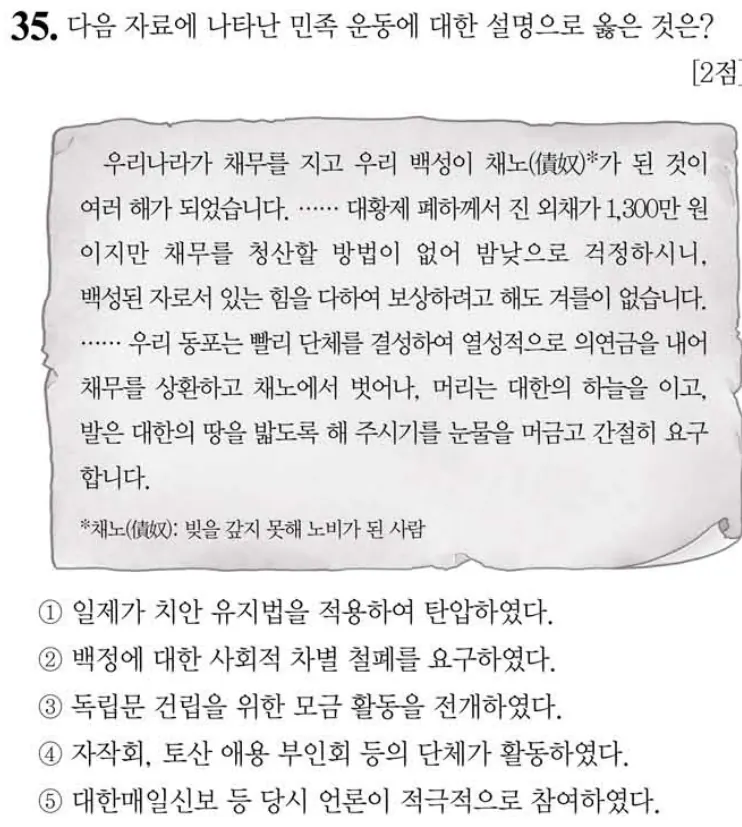 제61회 심화 35번 문제지 원본