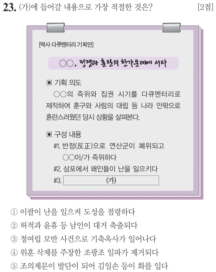 제64회 심화 23번 문제지 원본