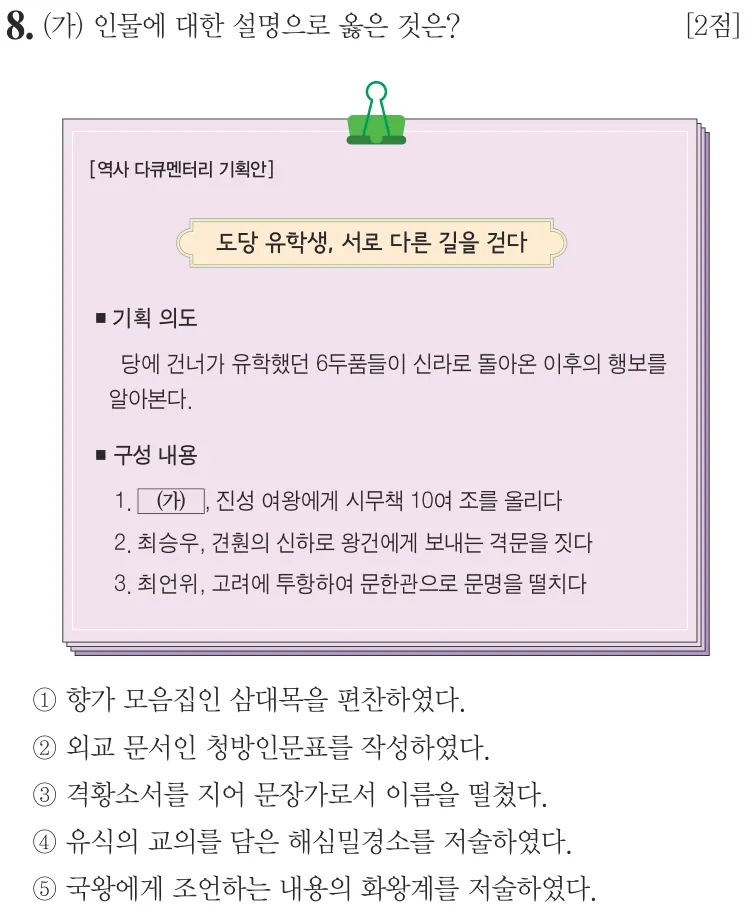 제70회 심화 8번 문제지 원본