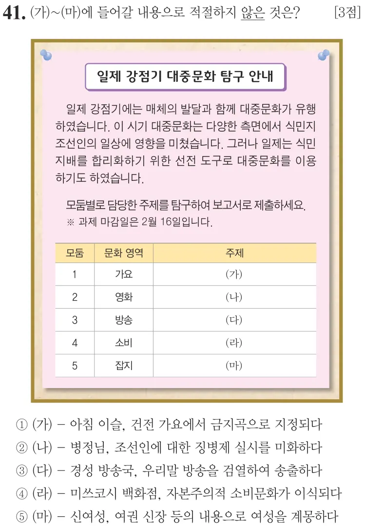 제73회 심화 41번 문제지 원본